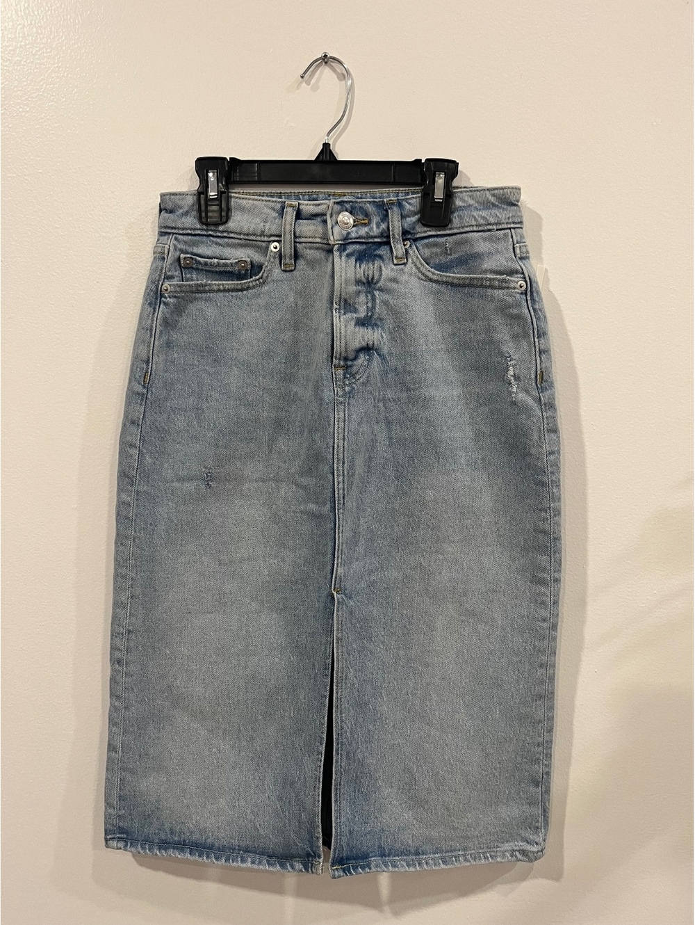 Free Assembly Light Wash Denim Midi Skirt